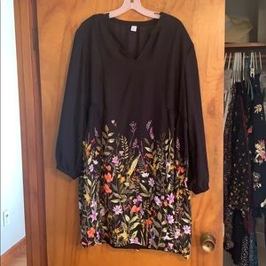 Floral babydoll long sleeve dress